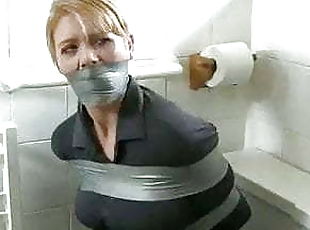 Girl Gets Duct Tape Wrap Gagged in the Bathroom