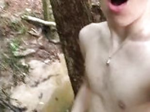 19 year old Jesse Gold almost gets caught jerking off in the woods