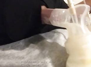 bbw big tit lactating milf huge nipples pumps milk montage