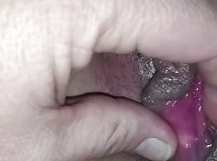 Extreme Close up Creampie and clit rub -Flowing juice