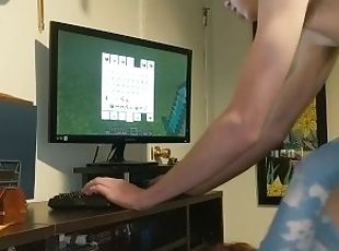 Sexy GF gets tied up and bent over while I play Minecraft