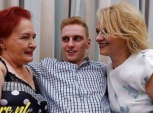 Two Horny Grandmas Invite a Big Dick Toyboy Over For Some Threesome Fun!
