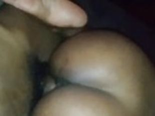 Ebony's ass bouncing while riding backwords cowgirl