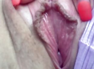 Close-up masturbating while driving in the car