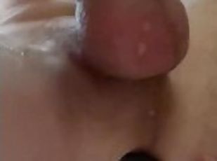 Thick buttplug in the shower. Wanting cock