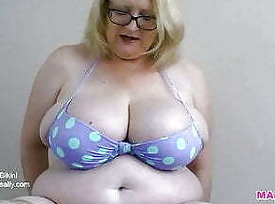 Sally having fun in her spotty bikini