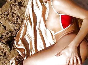 Beach fucking Samia Duarte on the beach doggy style
