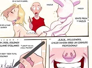 El cornudo de Krillin graba a 18 mientras es follada por el cerdo de Oolong