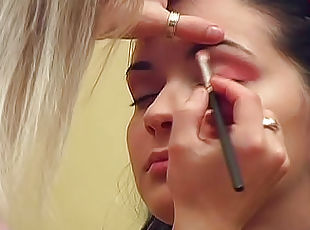 Sexy eyes girl in makeup chair