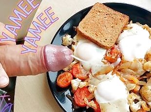 Jerking a huge load on yamee breakfast. Enjoy!! :P