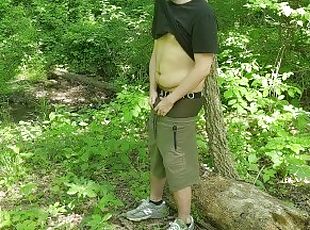 Teen jerks off in the woods (Public, almost caught)