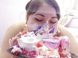 Dirty Girl Klairè Celebrates Birthday in Bed Stuffing Cake Down Her Throat— Humiliation + Fat Talk