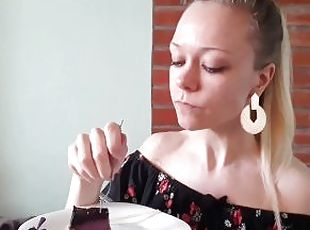 Birthday girl eats cake  sitophilia  asmr