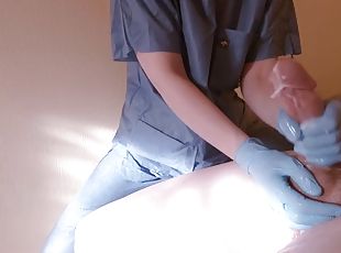 Nurse helps her patient feel better with a hot handjob