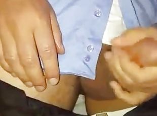 jerking off at work and cumming on a colleague's desk