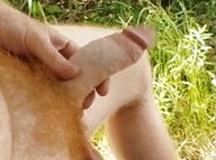 Playing with ginger cock outdoors, time to jack off!
