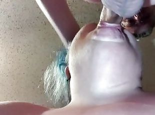 Sucking Hubby's Big Cock on My Knees