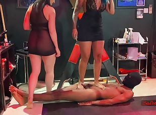 Goddess Penelope & Lady Human Carpet Walkover (extreme Ball Stomping & Throatstanding) - Bella Trix