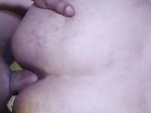 cul, tricherie, amateur, anal, énorme-bite, maison, joufflue, brunette, bite