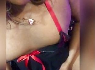 Ebony  dom shemale/TGirl masturbating with hard bbc cock