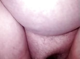 WISSBBW's wet, sloppy cunt rides big black dildo.