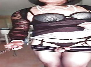 transsexuelle, mature, travesti, black, française, ladyboy, bas, lingerie, solo