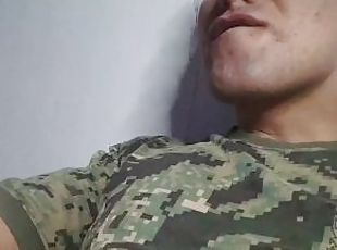 armé, asiatisk, gigantisk, masturbation, sprut, uniform, militär