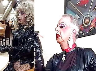 transvestit, amatør, moden, bedste, milf, transvestit-tranny, kompilering, par, strømper, latex