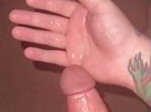 Solo male cums in hand