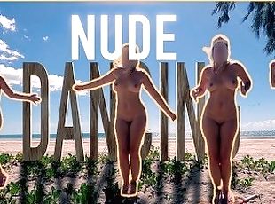 nudist, in-afara, public, nevasta, amatori, plaja, dansand, exchibitionist