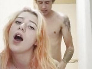 18 year old teen gets gucked hard in the bathroom