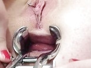 Pierced slut fucks pussy with metal wand & anal speculum!! *ORGASM*