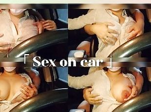 Big boobs girl, fucking & cum inside on public taxi - viza showgirl