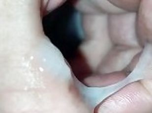 Catching a quick cumshot in my hand