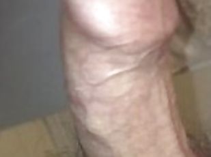 Showing off my semi-erect hairy uncut cock :)