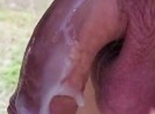 Handsome married daddy monster cock with a huge load of cum on nude beach