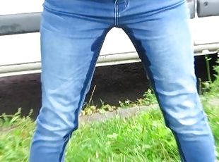 pisser, public, culotte, britannique, fétiche, jeans, réalité