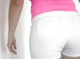 Luli showing off her big ass in tight white shorts