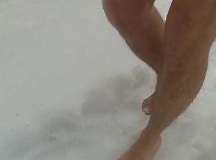 Naked and barefoot in winter