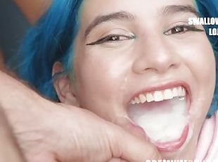 PremiumBukkake - Min Galilea swallows 64 huge cumshots in mouthful bukkake