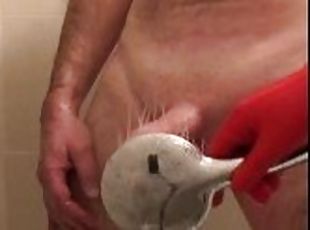 Wife giving a helping hand in the shower
