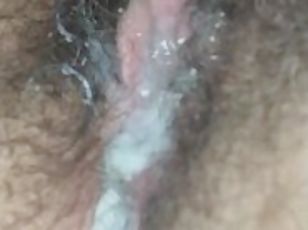 Pounding myself until dripping white thick cum