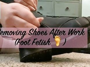 Removing shoes after work (foot fetish) - GlimpesOfMe