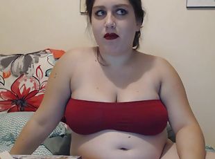 Eating all the Christmas candy! - Teen fatty on webcam in food fetish solo