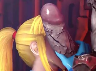 Big breast blond Samus gets had sex by alien dicks