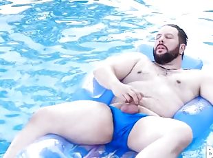 BEARFILMS Kinky Cub Adam Jones Sunbathes Before Jerking Off