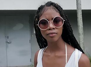 POV Public Pickup with young ebony - Slutty Survey - Big Black Tits