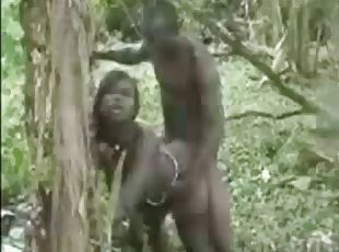 African tribe members caught fucking in a tre
