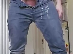 Pee and cum in pants and sneakers