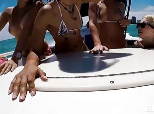 Brittany shae and piper perri fuck a big guy on his boat in front of their besties